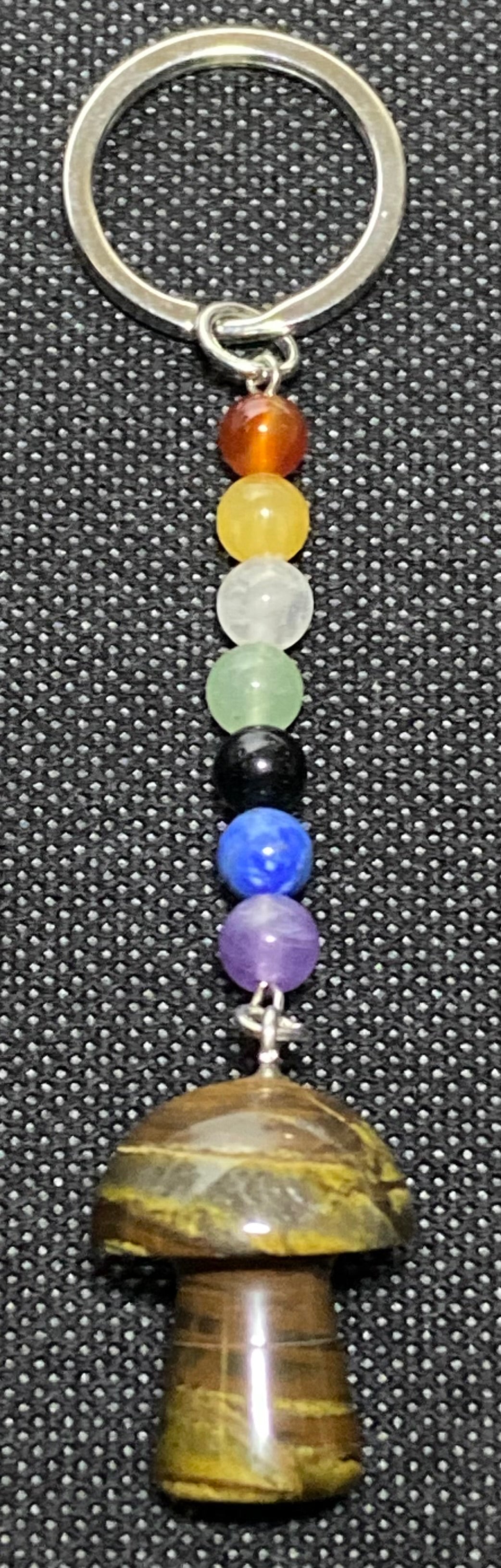 Tigers Eye Mushroom Keychain