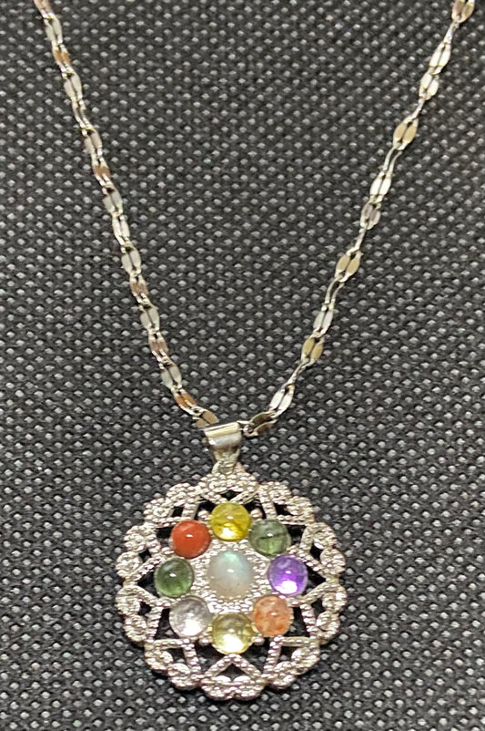 Multi-Stone pendant Stainless Steel