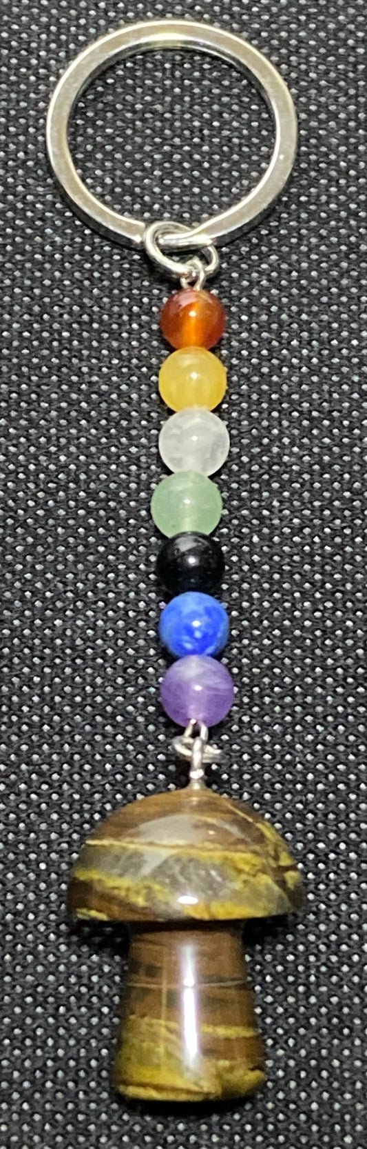Tigers Eye Mushroom Keychain