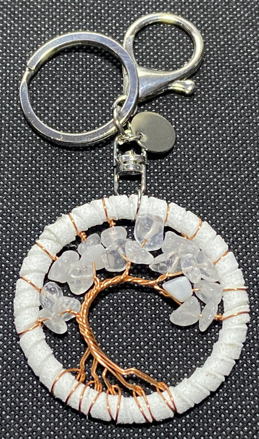 Clear Quartz Tree of Life Keychain
