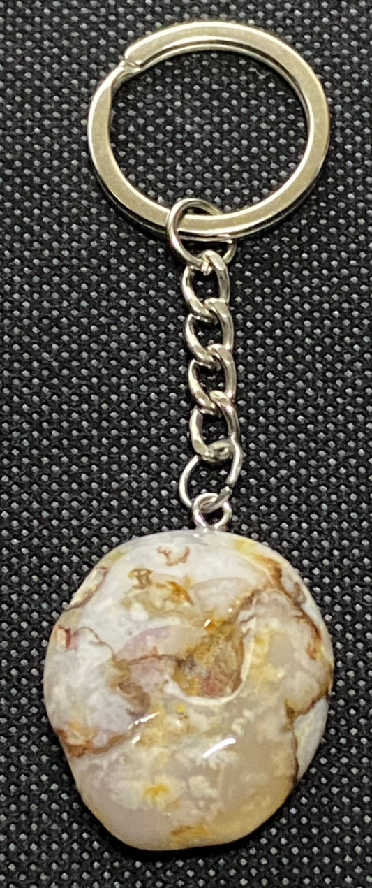 Flower Agate Tumble Keychain
