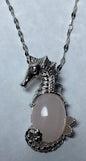 Rose Quartz Seahorse pendant Stainless Steel