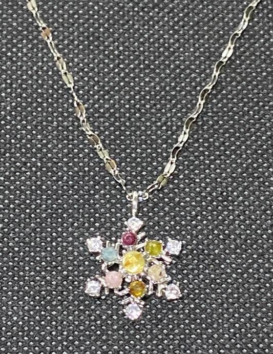 7 super Stone spinning snowflake pendant